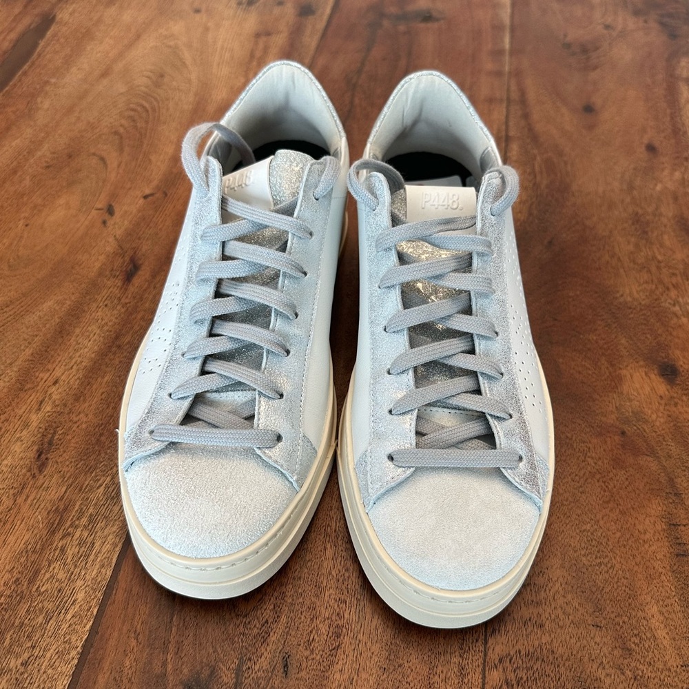 ☀️ NEW! P448 Jack Silver Metallic Low-Top Sneaker EU39
